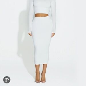 Naked wardrobe white midi skirt